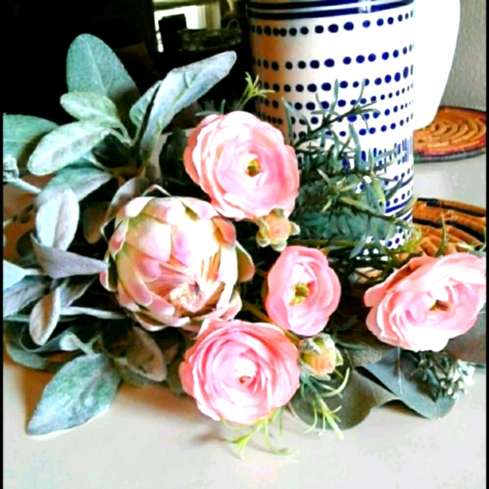 Hand Crafted Tropical Protea ONLY Faux Flower Accents Greens NO VASE Final Sale